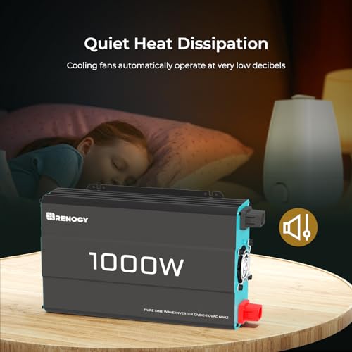 Renogy Inverter PUH, 3000W Pure Sine Wave Power Inverter with UPS Transfer Switch & Bluetooth, 12V DC to 120V AC Converter for RV, Truck, Home,Camping - 6000W Surge Power, Remote Monitoring