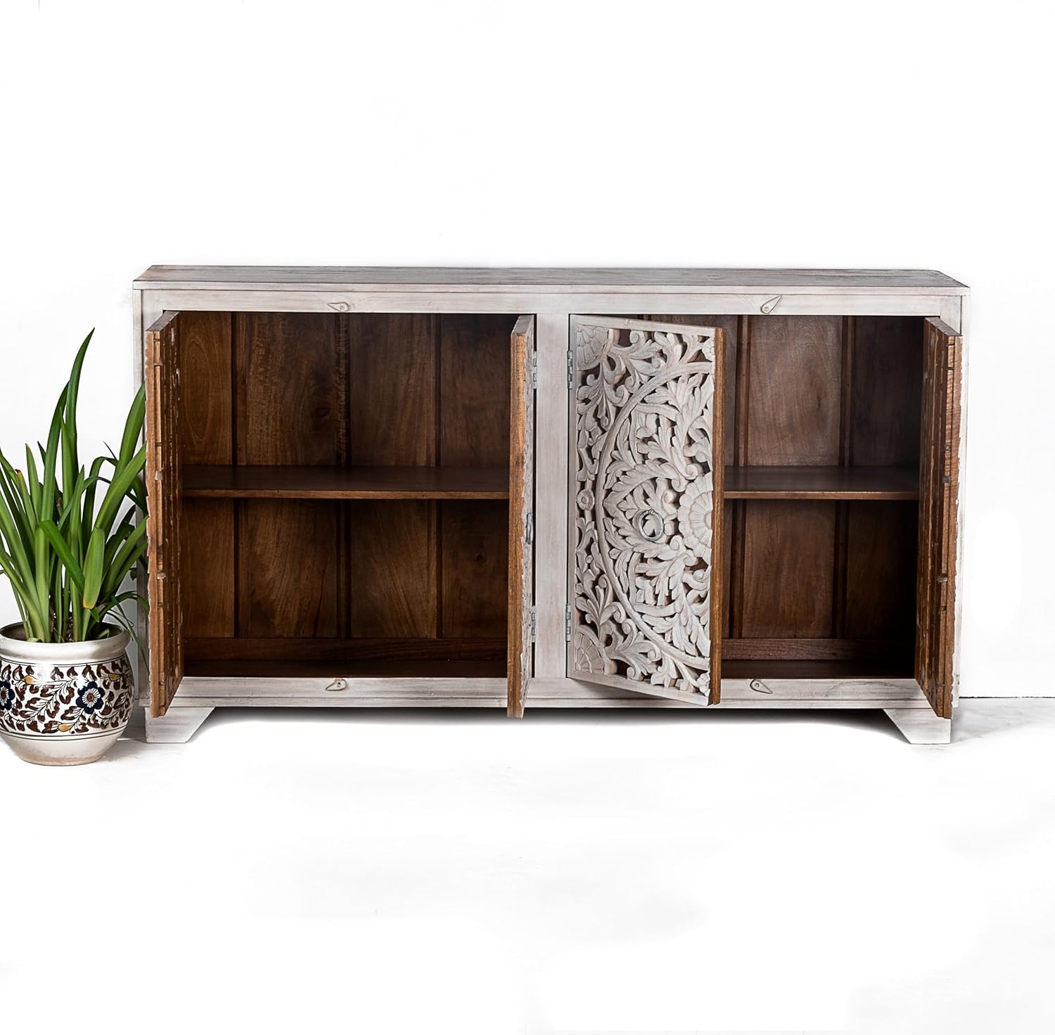 | Hand Carved White Sideboard | Hand Carved Furniture | Living Room Furniture | Lifestyle Decor Furniture | Sideboard | Cabinet | Furniture