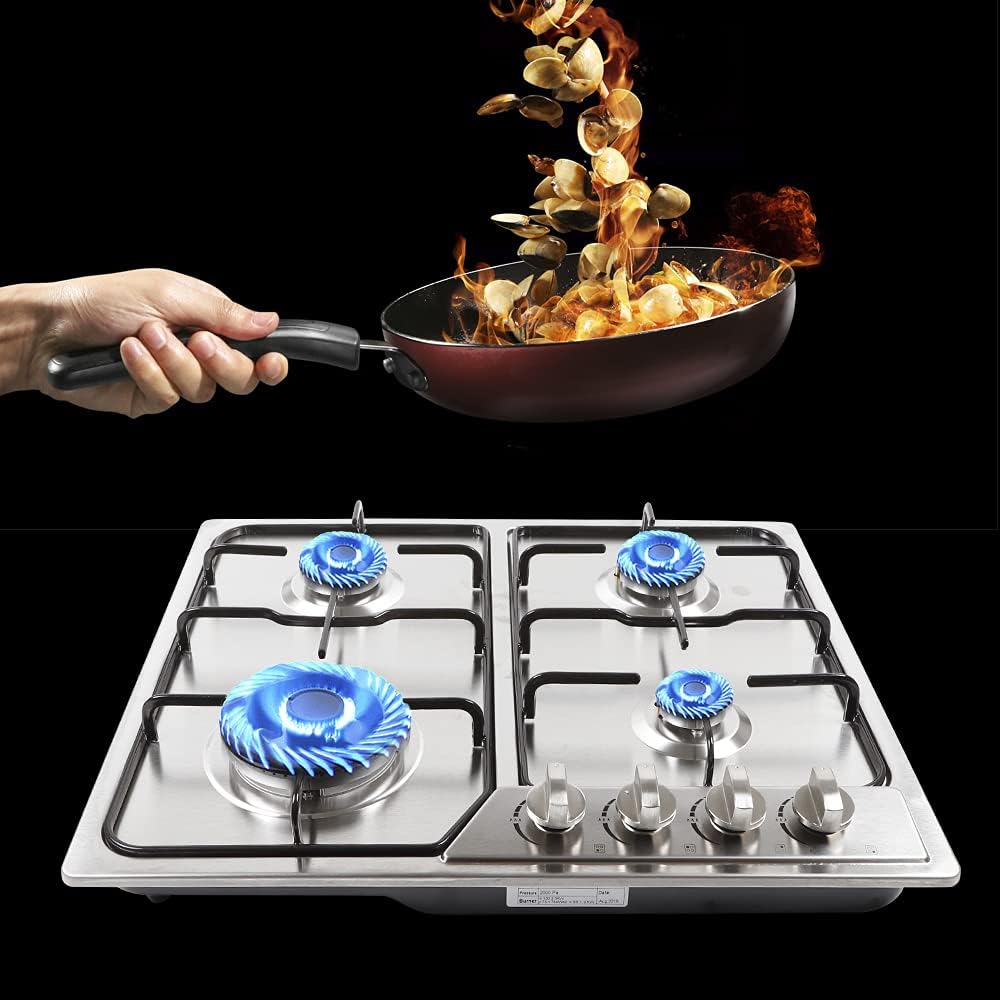 22″x20″Built in Gas Cooktop 4 Burner Stove Stainless Steel Stove NG/L-P-G Gas Hob Cooktop Kitchen