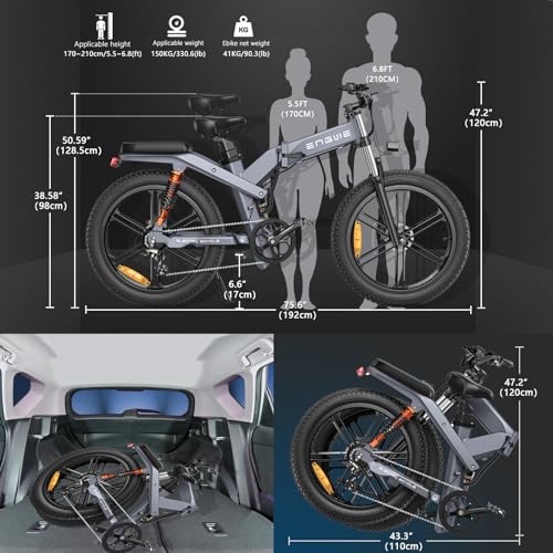 Electric Bike for Adults, Folding Dual Battery Ebike29.2Ah 95 Miles Long Range, 1000W Brushless Motor Electric Bicycle with Hydraulic Brake, 26" Fat Tire & Intelligent Headlight
