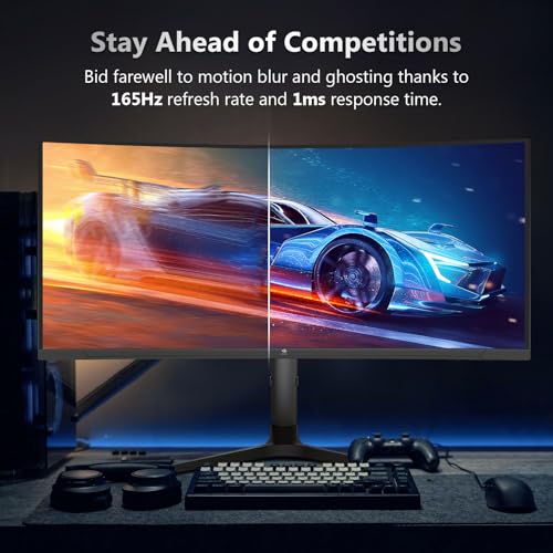 Z-Edge UG34 34" Ultrawide 2K Curved Gaming Monitor with 165Hz Refresh Rate, 21:9 Aspect Ratio, 1ms MPRT, 3440x1440 Resolution, 1500R Curvature, VA Panel, 178 Viewing Angles, AMD Freesync