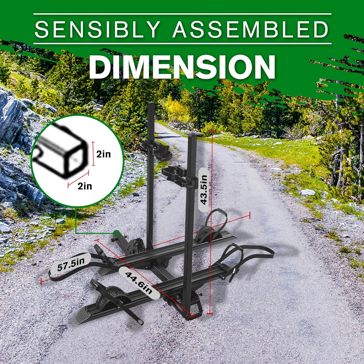 Young E-Bike Rack Hitch Mount Platform Style for Cars Trucks SUVs Minivans RV, fits E-Bike with Up to 5-inch Fat Tire, 200 lbs Capacity, Anti-falloff 360° Swirl Structure