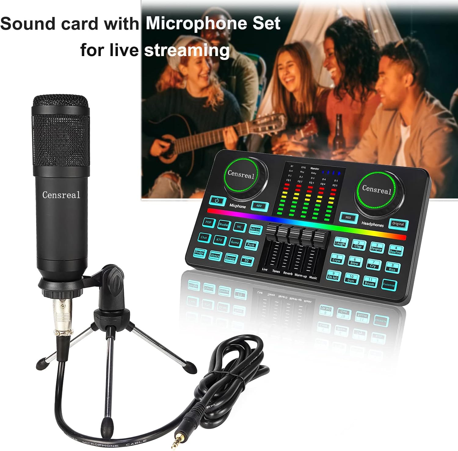 DJ Mixer, ALL-IN-ONE Podcast Equipment Bundle Music Recording Production Studio with Condenser Microphone 3.5mm for Live Streaming,Compatible with PC,Smartphone,Gaming