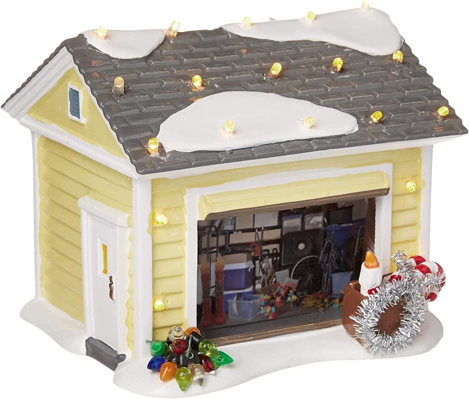 Christmas Holiday House Village Snow Village Christmas Vacation Lighted Building The Griswold Holiday Garage Lit Building Xmas Village Houses Gifts Decorations (A)