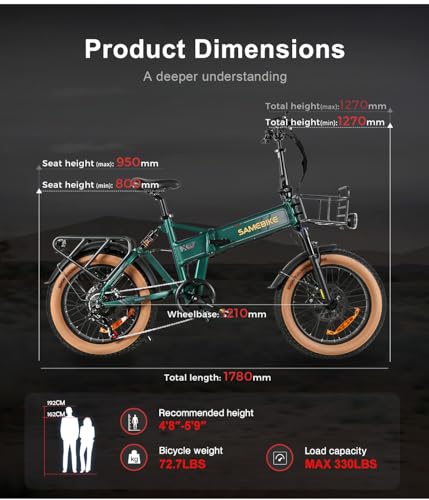 SAMEBIKE Electric Bike for Adults,1000W Electric Fat tire EBike 20 * 4.0 Bicicleta Bike, Adult Electric Bicycle with 48V 15A Removable Battery, 7 Speed Gears Bicycle