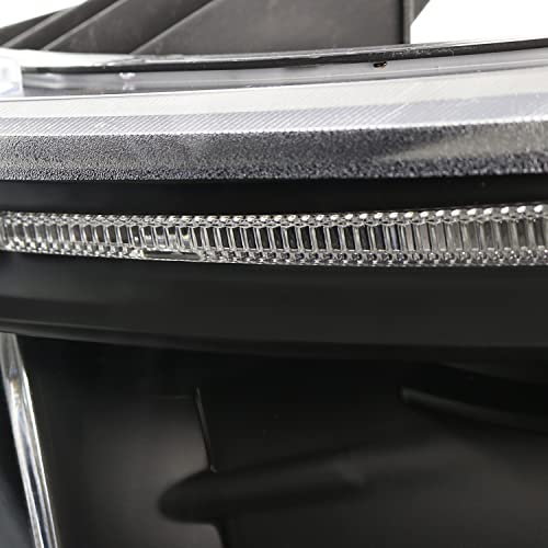 SPEC-D TUNING LED + Halo Jet Black Housing Clear Lens Projector Headlights Compatible with 2007-2013 Chevy Silverado 1500, 2007-2014 Chevy Silverado 2500HD/3500HD Left + Right Pair Headlamps Assembly