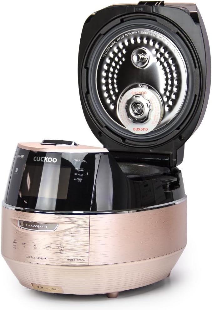 Cuckoo CRP-FHVR1008L cup Induction Heating Pressure Rice Cooker – 18+ Built-in Programs including Glutinous, GABA, Baking, My Recipe and More, LED Screen, Korean Only, No English, 10 C, Pink Gold