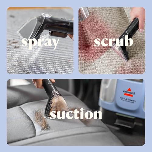 BISSELL Little Green Mini Cordless Portable Carpet and Upholstery Deep Cleaner, Car/Auto Detailer, with HydroRinse Self-Cleaning Tool and 4" Tough Stain Tool, 4015