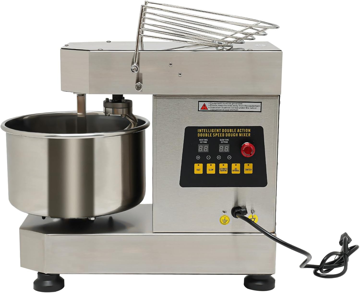 Commercial Dough Mixer,2.6 Gal Food Mixer Spiral Mixer,750W Dough Kneading Machine with Food-grade Stainless Steel Bowl,Speed Adjustable,Heavy-Duty Commercial Stand Mixer for Bakeries Pizzeria