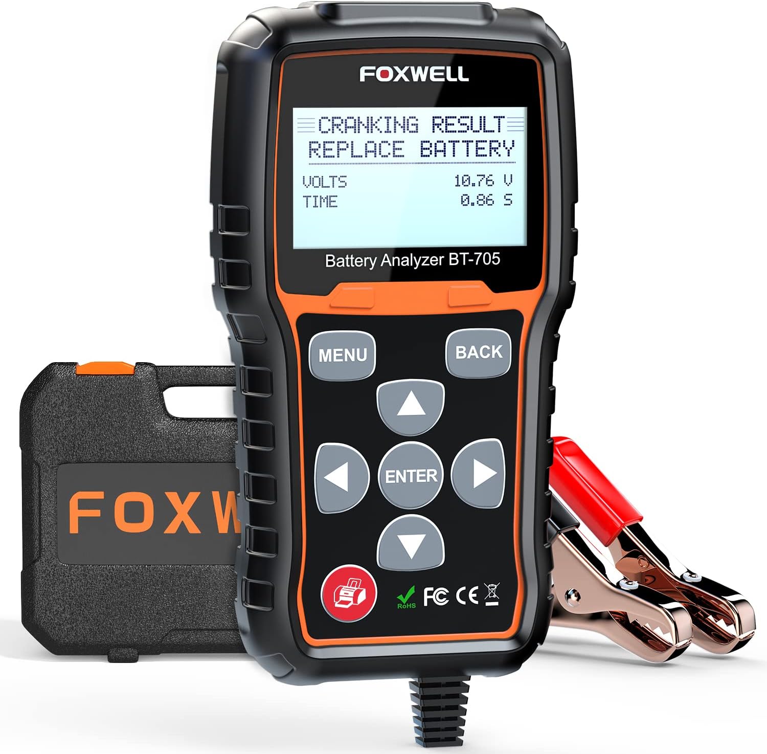 FOXWELL BT705 12V 24V Car Battery Tester Automotive 100-2000 CCA Battery Load Tester Auto Cranking and Charging System Test Scan Tool Digital Battery Alternator Analyzer for Vehicle, Heavy Duty Truck