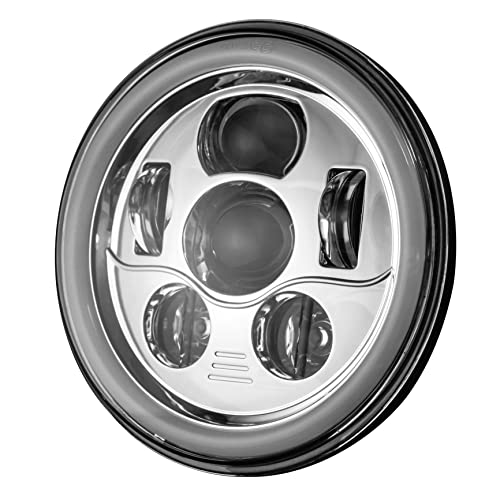 Eagle Lights 8700CG3H 7" LED Headlight Kit with White Halo Ring for Harley Davidson and Indian Motorcycles - Generation III/Chrome Halo Kit/Parent