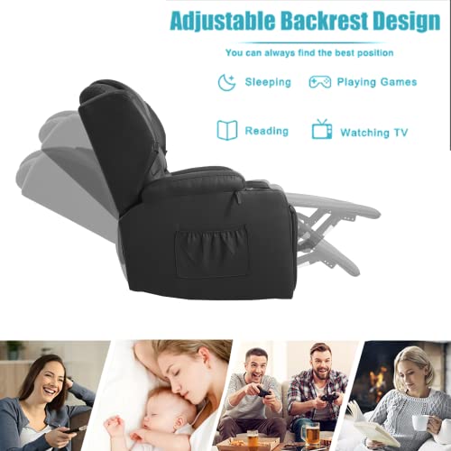 Swivel Rocker Recliner, Nursery Rocking Chairs 360 Degree,Manual Glider Recliner Chairs for Living Room,Upholstered Swivel Single Sofa Seat with Cup Holders, Side Pockets, Pillow