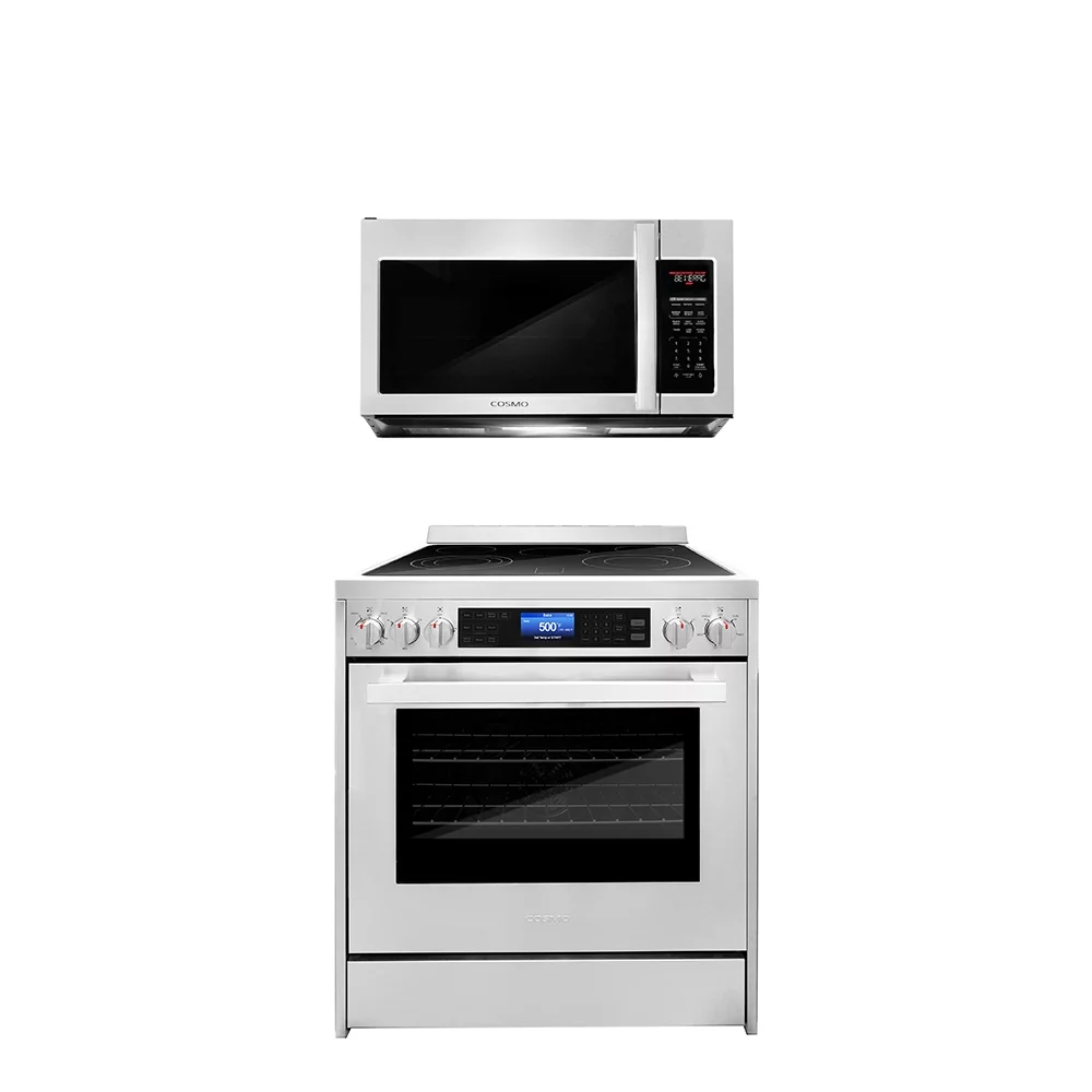 Cosmo 2 Piece Kitchen Appliance Package with 30" Over The Range Microwave & 30" Freestanding Electric Kitchen Stove Kitchen Appliance Bundles