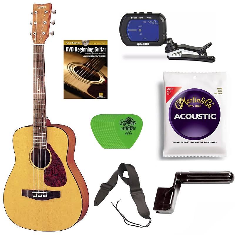 Yamaha JR1 3/4 Scale Mini Folk Acoustic Guitar w/ Clip-On Chromatic Tuner u0026 Guitar
