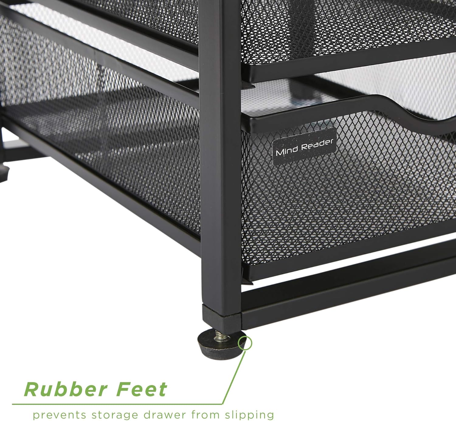 Mind Reader 4-Tiered Drawers Cabinet, Rolling Mesh Office Cart, Metal Storage, Drawers, File Storage Cart, Utility Cart, Office Storage, Heavy Duty Multi-Purpose Cart, Black