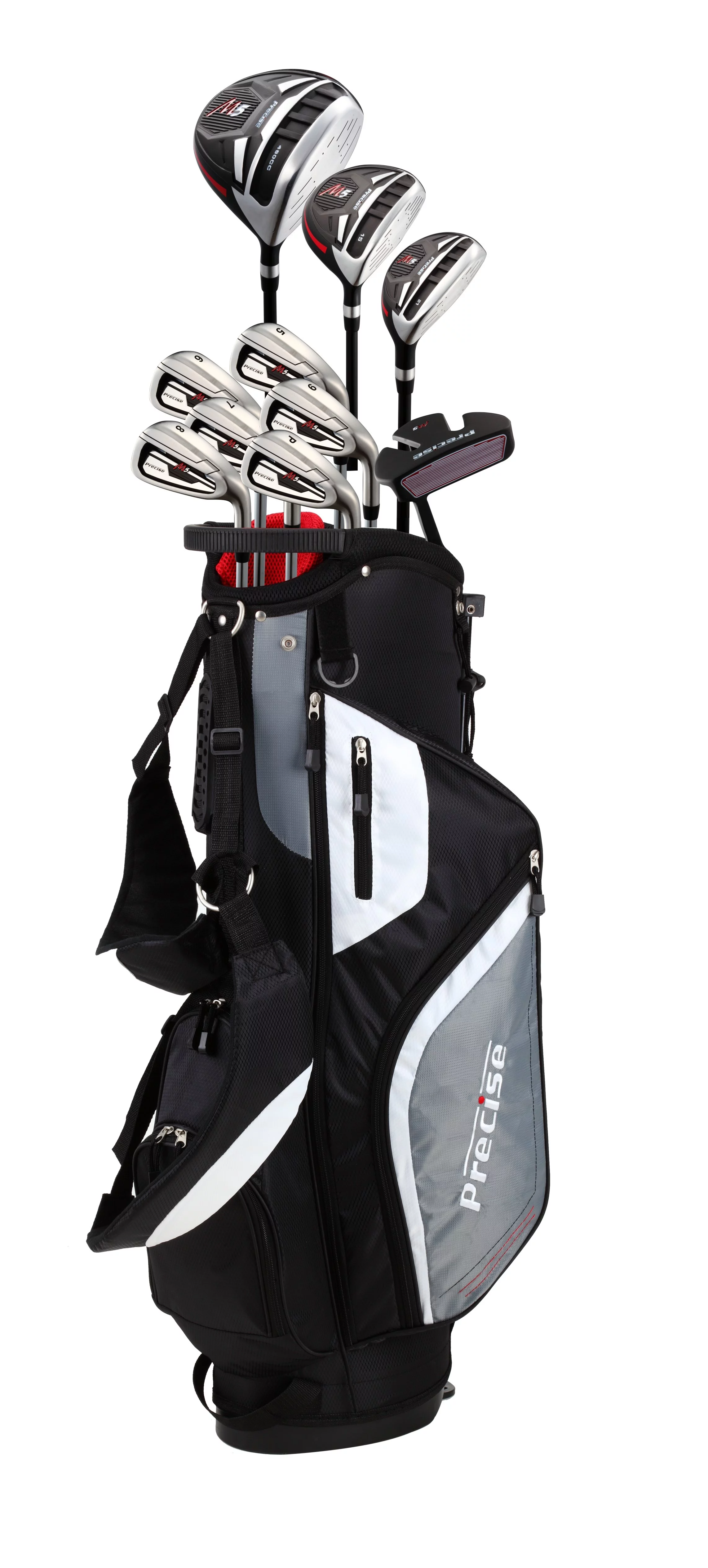 Precise Naturals M5 Men's Complete Golf Clubs Package Set, Black and Grey