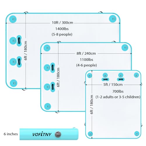 VOFiTNY Inflatable Floating Dock, Swim Platform Floating Dock for Lakes, Lake Floats for Adults, Island Raft Mat for Lake Beach Ocean, Non-Slip Surface