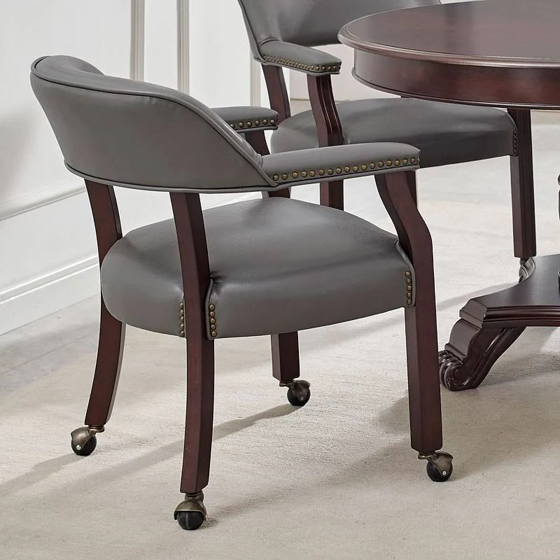 Steve Silver Tournament Gray Arm Chair with Casters