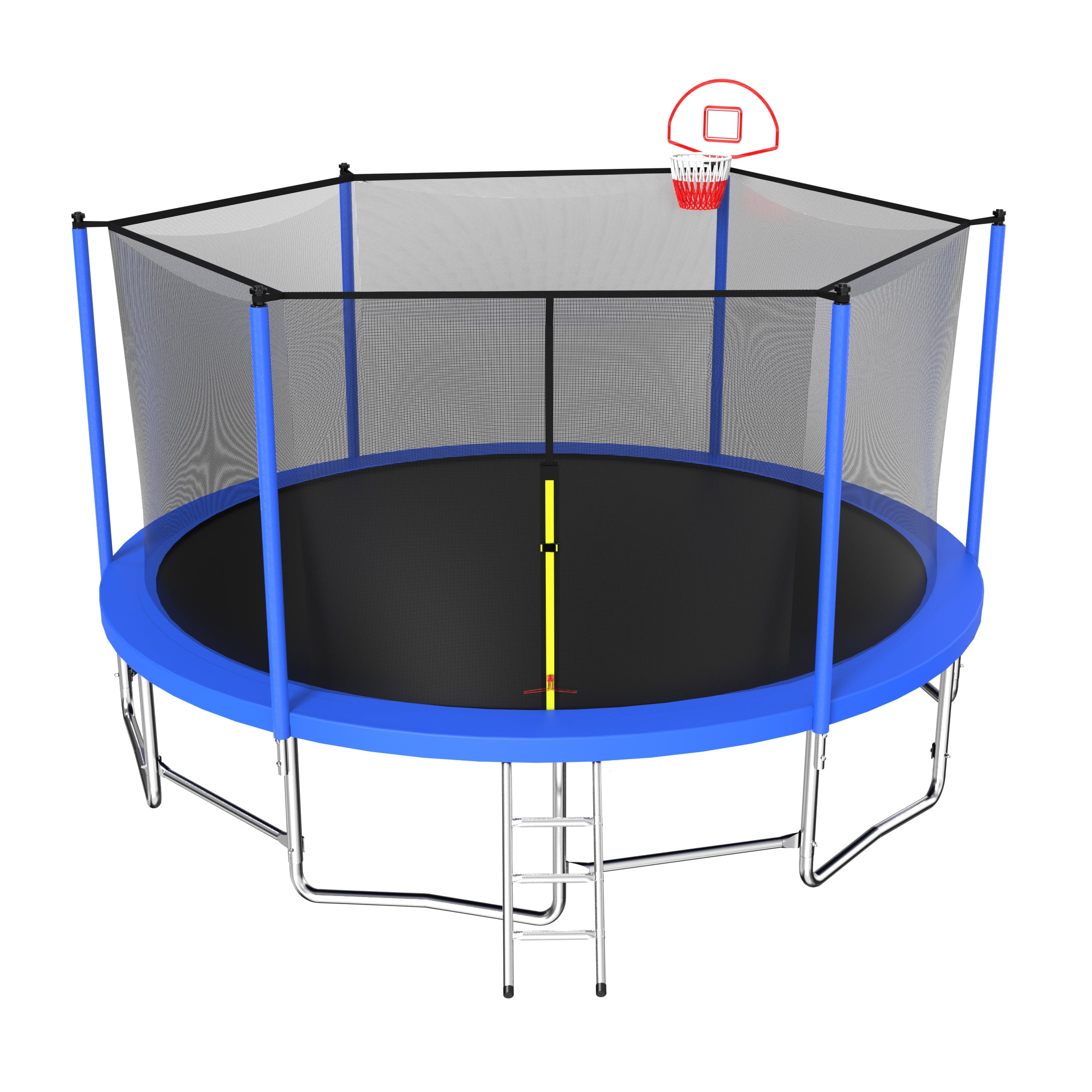 Trampoline for Kids, 16FT Large Trampoline with Enclosure & Reinforced Frame, 2-IN-1 Adults Rebounder & Basketball Hoop with Balance Bar, 1323 LBS Weight Capacity