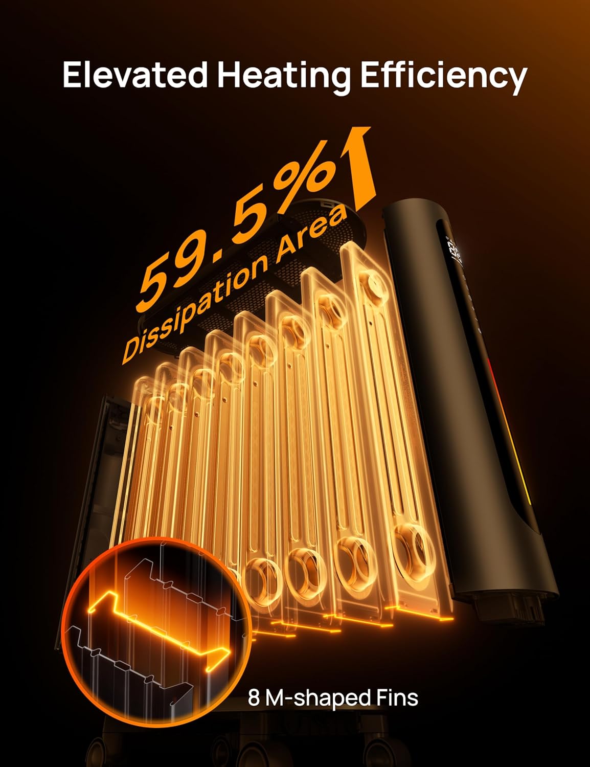 Dreo Oil Filled Radiator Heater, 1500W Oil Heater with Remote Control, 3 Modes, 24-hour Timer Switch, FortPlug, Child Lock, Heaters for Indoor Use,Oil Heaters for Indoor Use Large Room, Black