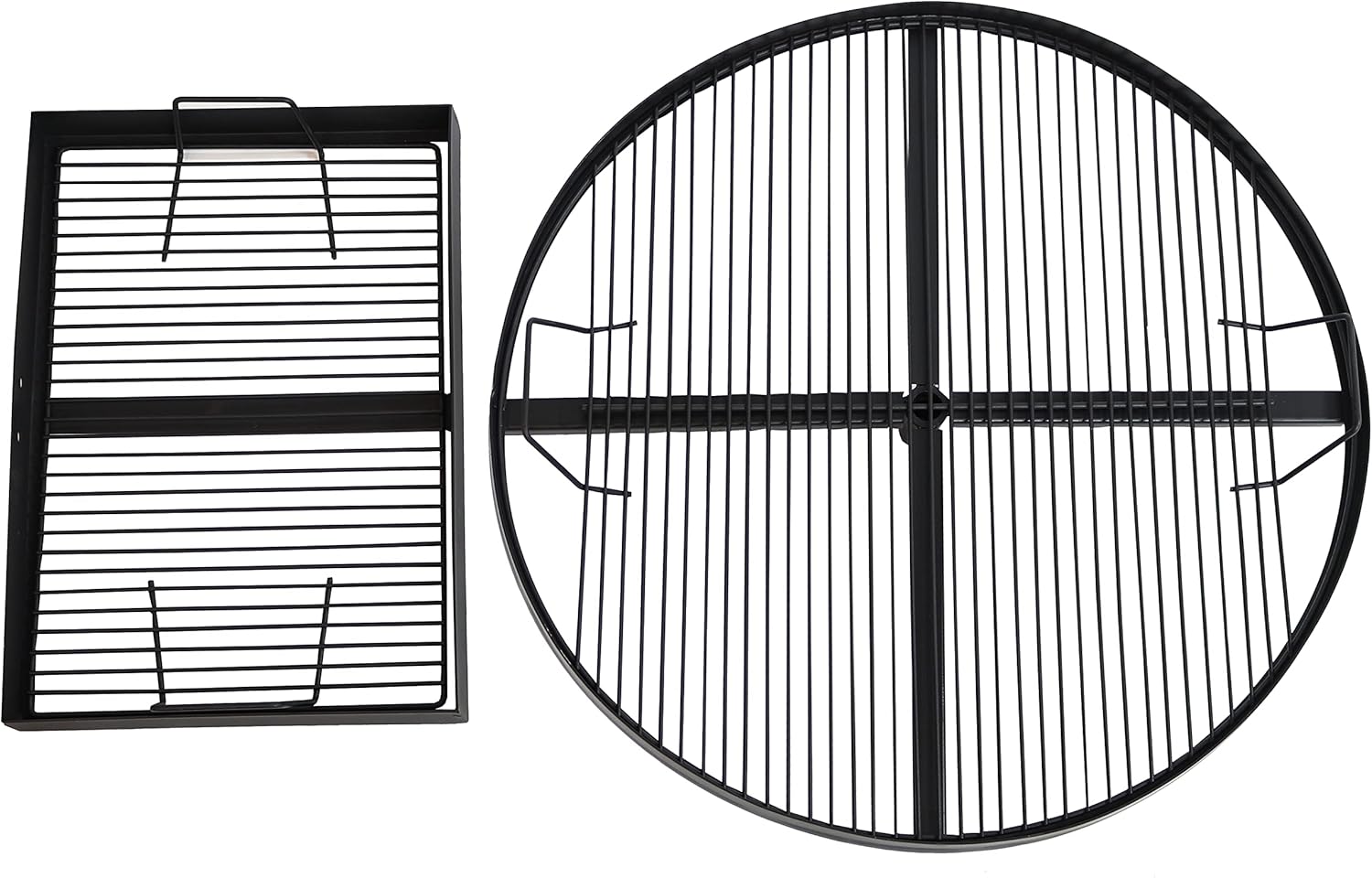 Sunnydaze Dual Campfire Steel Cooking Grill Grate Swivel System - Outdoor Adjustable Fire Pit BBQ Grilling Accessory Set with Stand - Ground Stake with 2 Swing Grates