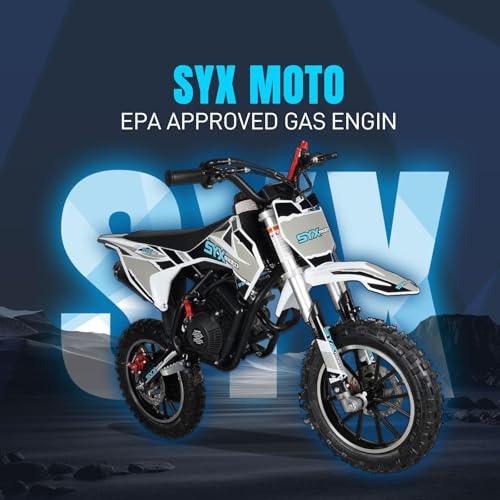 SYX MOTO Mini Motorcycle,Mini Dirt Bike 58cc 4-Stroke Pocket Rocket Pit Bike Gas Pocket Motorbike with Front Rear Disc Brakes,Pull Start,10" Tires
