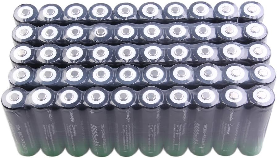 50 Pack Lithium Battery 18650 Rechargeable 5800mAh 20A 3.7V ICR Li-ion 18650 Batteries Button Top 18650 Rechargeable Battery for Camera LED Flashlights Headlight RC Cars, 18 x 65 mm, Green