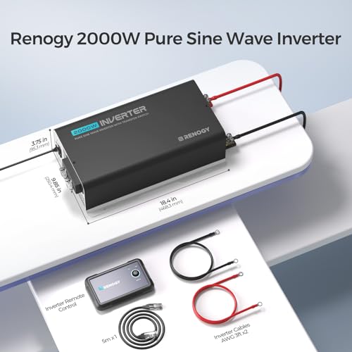 Renogy Inverter PUH, 3000W Pure Sine Wave Power Inverter with UPS Transfer Switch & Bluetooth, 12V DC to 120V AC Converter for RV, Truck, Home,Camping - 6000W Surge Power, Remote Monitoring
