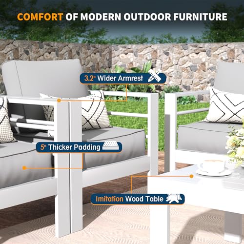 UDPATIO 8 Piece Aluminum Patio Furniture Set, Oversized Modern Outdoor Furniture Set with Olefin Fabric Cushion for Patio Deck Backyard, Dark Grey(with Waterproof Covers)