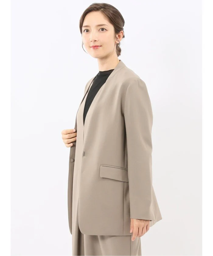 Stretch Washable Woolish No Collar Jacket