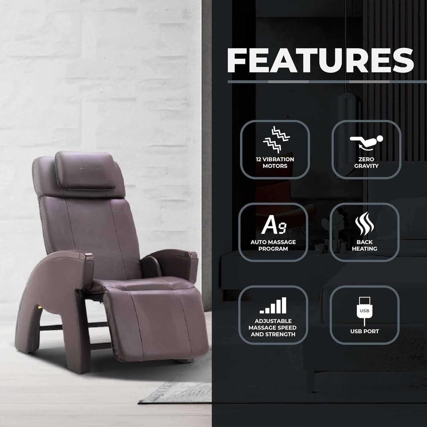 Lifesmart R5J01 Zero-Gravity Recliner Massage Chair with Heat, Adjustable Massage Strengths, and a USB Charging Port, 38.5" D x 28.7" W x 44.4" H