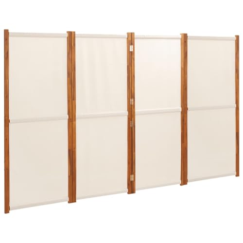 4-Panel Room Divider Cream White 110.2"x70.9",Acacia Wood Room Divider, Foldable Privacy Screen for Indoor and Outdoor Spaces Home & Kitchen Furniture, Bedroom Room Dividers