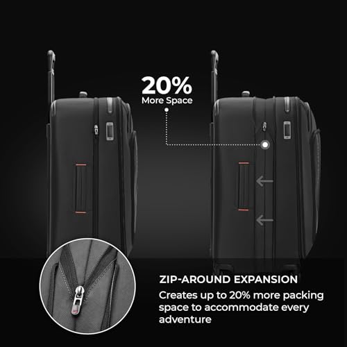 Briggs & Riley Domestic 22" Carry On Expandable Spinner - Luggage for Travel, Suitcases with Wheels, Softside Rolling Bag for Men & Women, Self-Repairing Zipper - ZDX Collection, Black