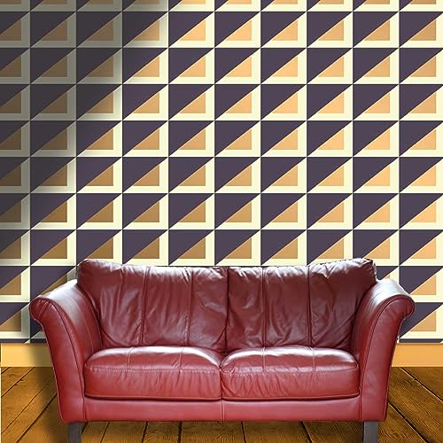 Cubicle Wallpaper Brown Wall Sticker Geometry Lattice Line Modern Home Decor No Extra Glue Needed (W) 118" X(H) 110"