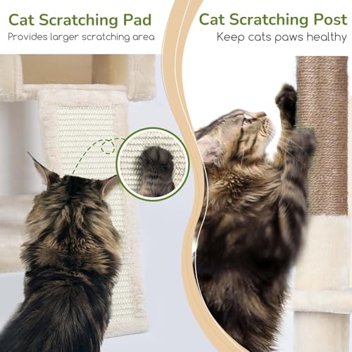 Globlazer Heavy Duty Cat Tree, 70 inch Sturdy Cat Tree for Indoor Cats Extra Large Cat Tower with Scratching Post, Hammock, Cat Condo for Adult Cats Kittens, F70 Pro, Light Grey