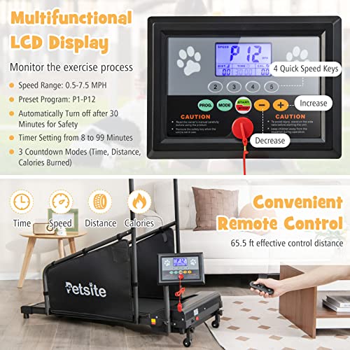 PETSITE Dog Treadmill, Pet Dog Running Machine for Small & Medium-Sized Dogs, Pet Fitness Treadmill with LCD Display Screen, 220 LBS