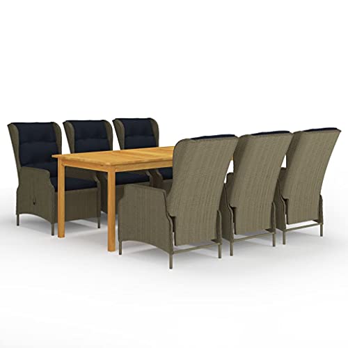 7 Piece Patio Dining Set Outdoor Dining Patio Dining Table,Patio Furniture Patio Table and Chairs for Patio,Deck,Balcony,Garden,Lawn Brown