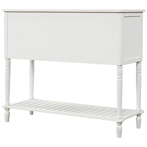 Buffet Sideboard Console Table with 2 Storage Drawers, 2 Cabinets & 1 Bottom Shelf, Storage Cabinet with Glass Doors for Kitchen Entryway Living Room Dining Room (Antique Navy)