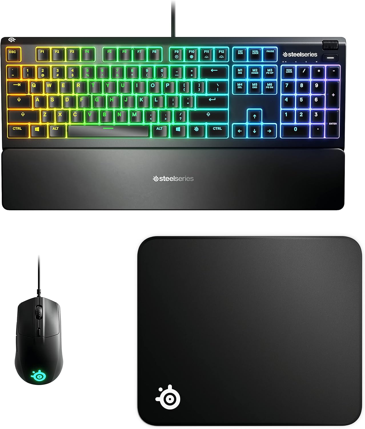 SteelSeries Apex 7 Mechanical Gaming Keyboard – OLED Smart Display – USB Passthrough and Media Controls – Tactile and Clicky – RGB Backlit (Blue Switch)
