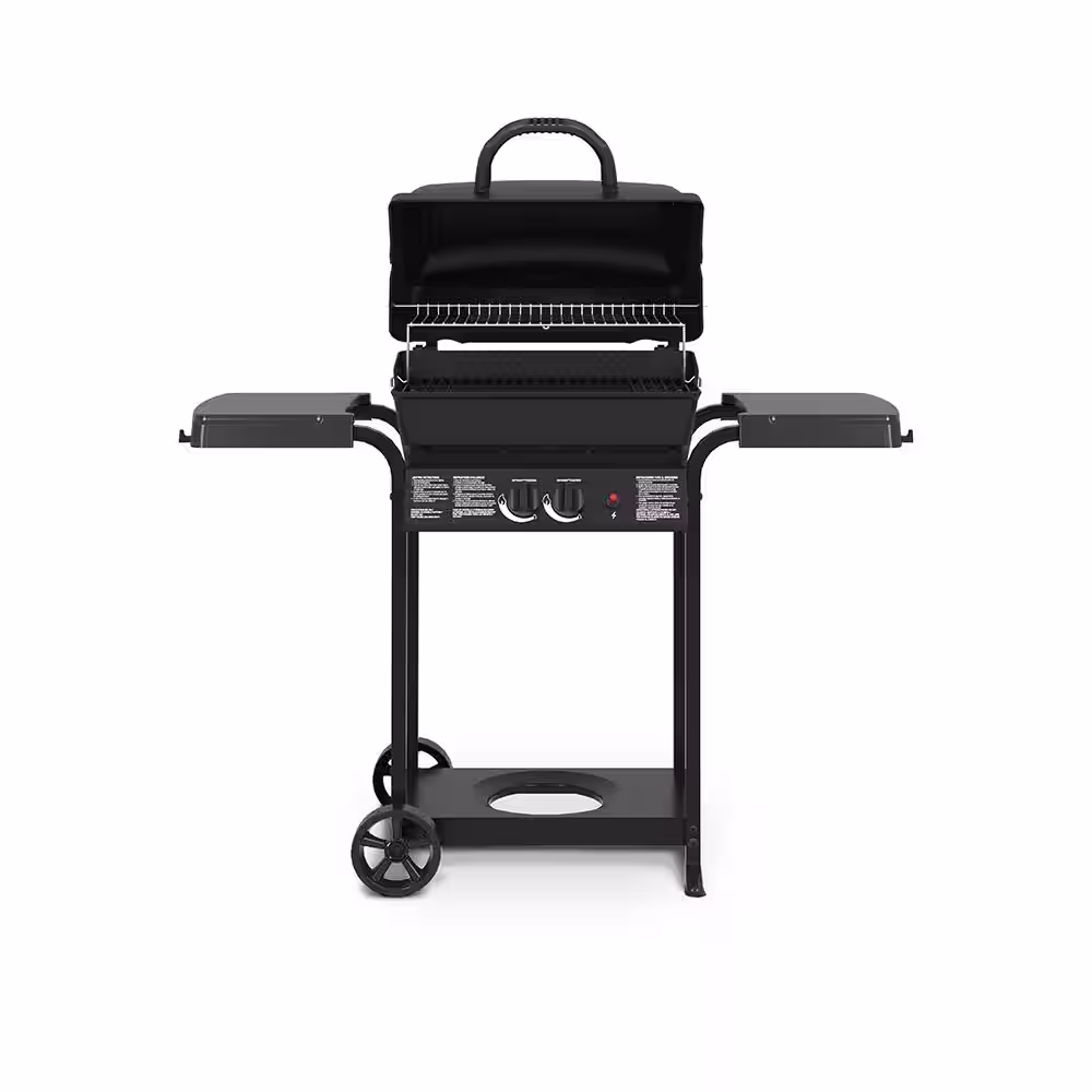 Huntington 2-Burner Cast Aluminum Propane Gas Grill in Black