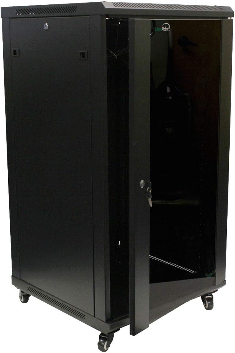 NavePoint 22U IT Wall Mount Network Server Data Cabinet Rack Glass Door Locking Casters