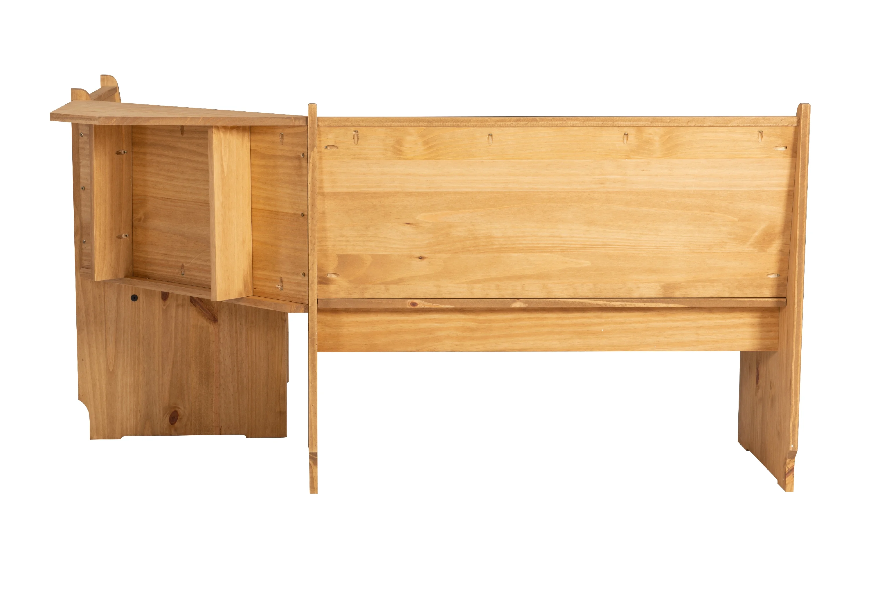Linon Wickford Corner Dining Breakfast Nook Set with Storage, Table, and Bench, Seats 5-6, Natural Finish