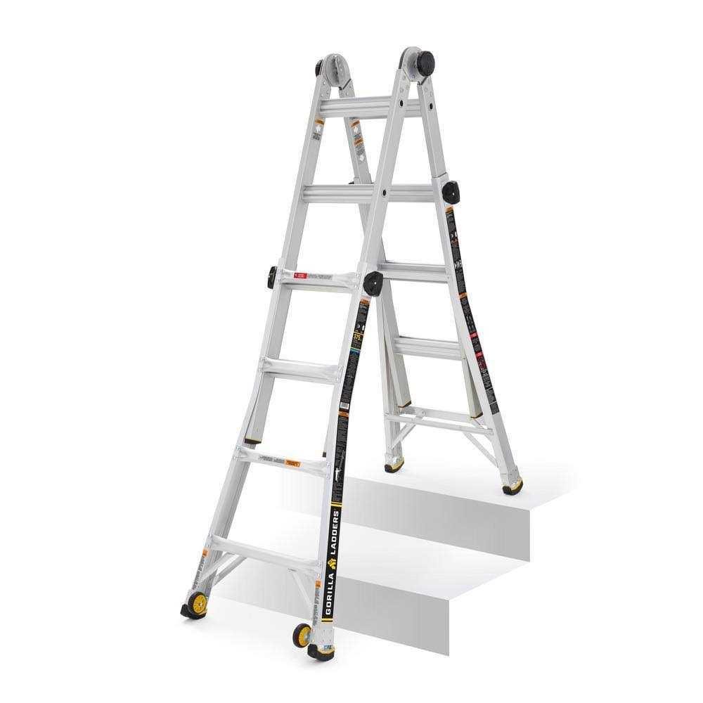 Gorilla Ladders Reach MPXW Aluminum Multi-Position Ladder with Wheels