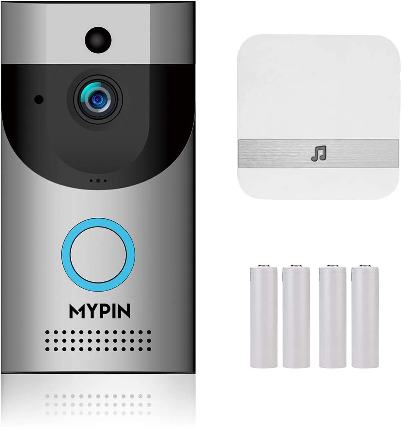 Wireless Doorbell Camera, Waterproof WiFi Doorbell Security Camera with Chime, Cloud Storage, Two-Way Talk, PIR Motion Detection, Night Vision and Rechargeable Batteries