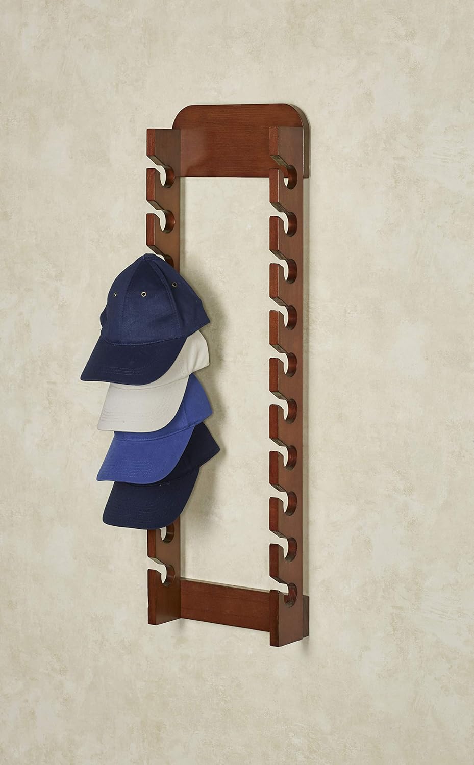 Touch of Class Wooden Cap Display Rack, Mission Red Oak, Triple Rack 30 Hat Slots, Handcrafted, Made of Solid Wood, Vertical Display, 20 Inches Width by 33 Inches High