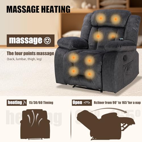 Recliner Chair, Oversized Rocker Recliners with 360 Degree Swivel Function, Multifunctional Recliner for Living Room Lazy Boy, Soft and Comfortable Modern Recliner (JoJo,Khaki)