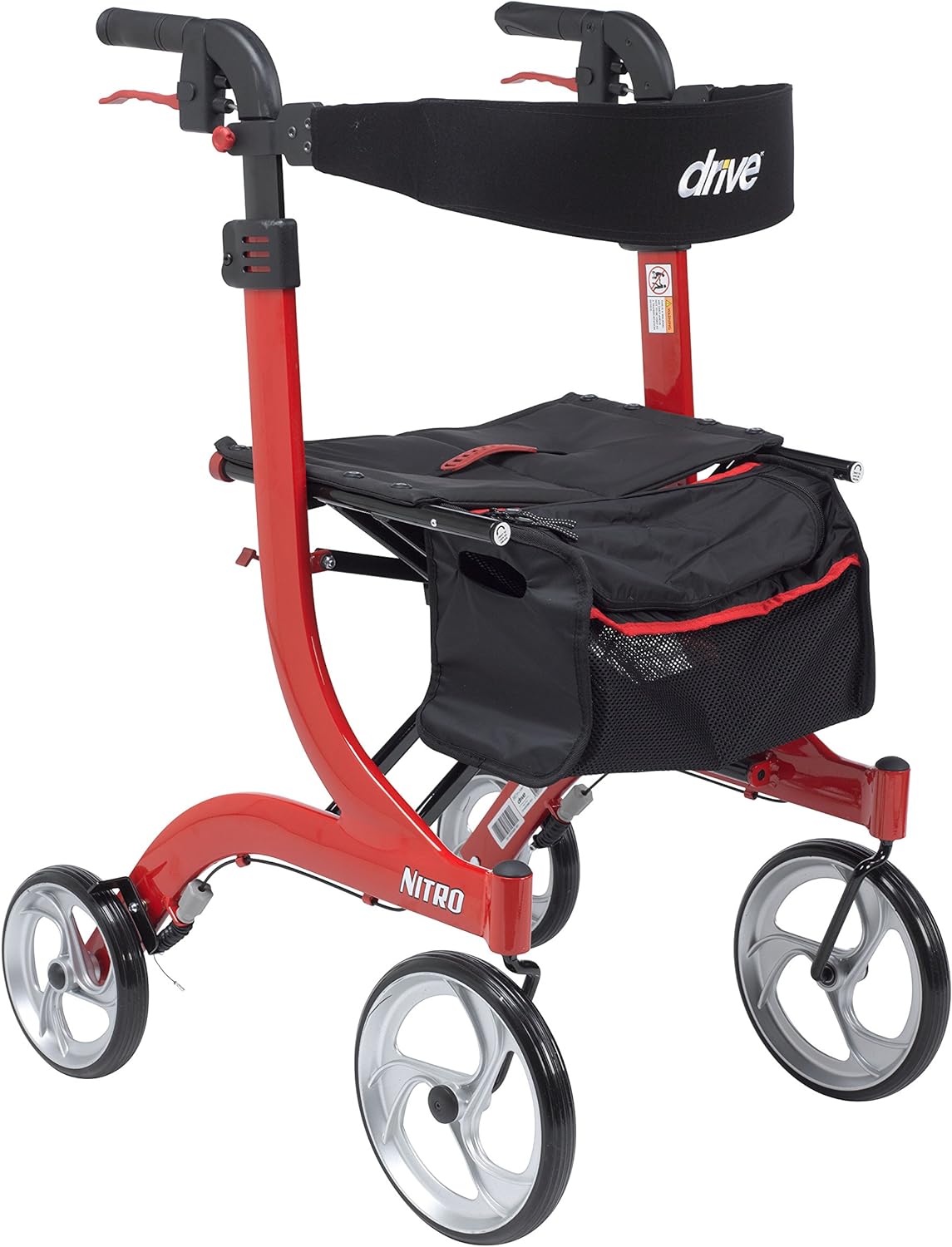 Drive Medical RTL10266 Nitro Euro-Style 4-Wheel Rollator Walker With Seat, Red