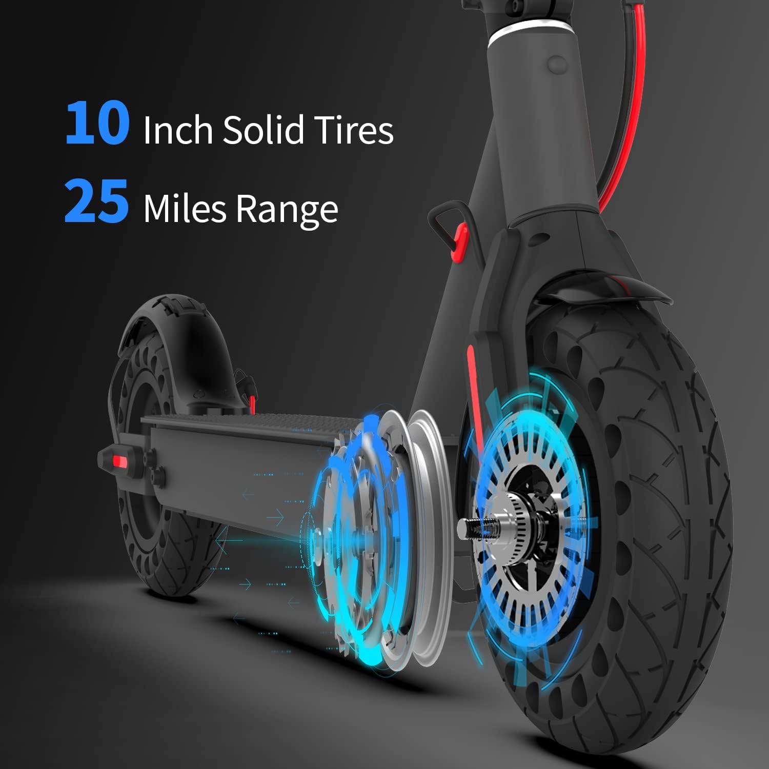 Hiboy S2 Pro Electric Scooter - 10" Solid Tires - 25 Miles Long-range & 19 Mph Folding Commuter Electric Scooter for Adults