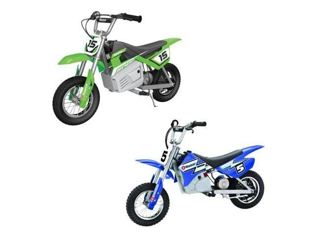 Razor Dirt Rocket Kids Electric Motocross Motorcycle Bikes, 1 Green u0026 1 Blue, Green and Blue