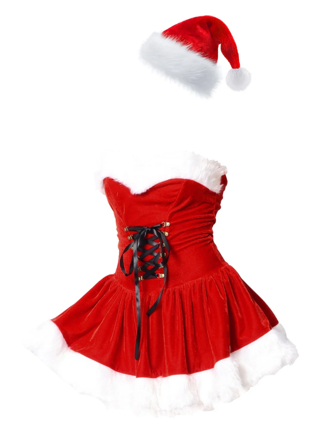 'Santa’s Secret' Christmas Red Strap Dress Set